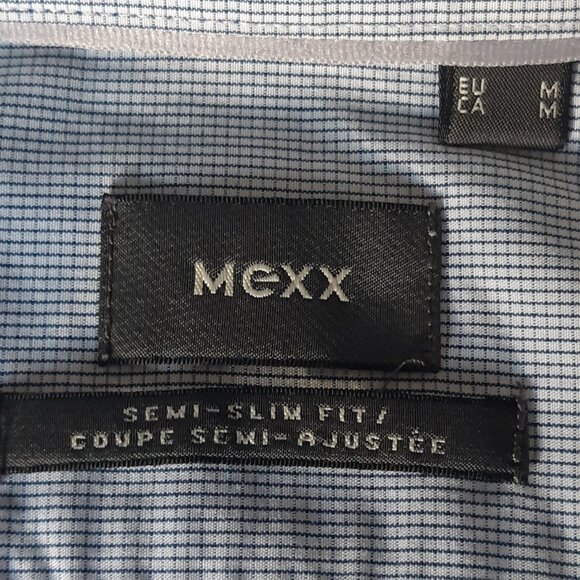MEXX French Cuff SZ M Semi Slim Fit Men's Blue & White Check Button Up Shirt - Picture 11 of 15